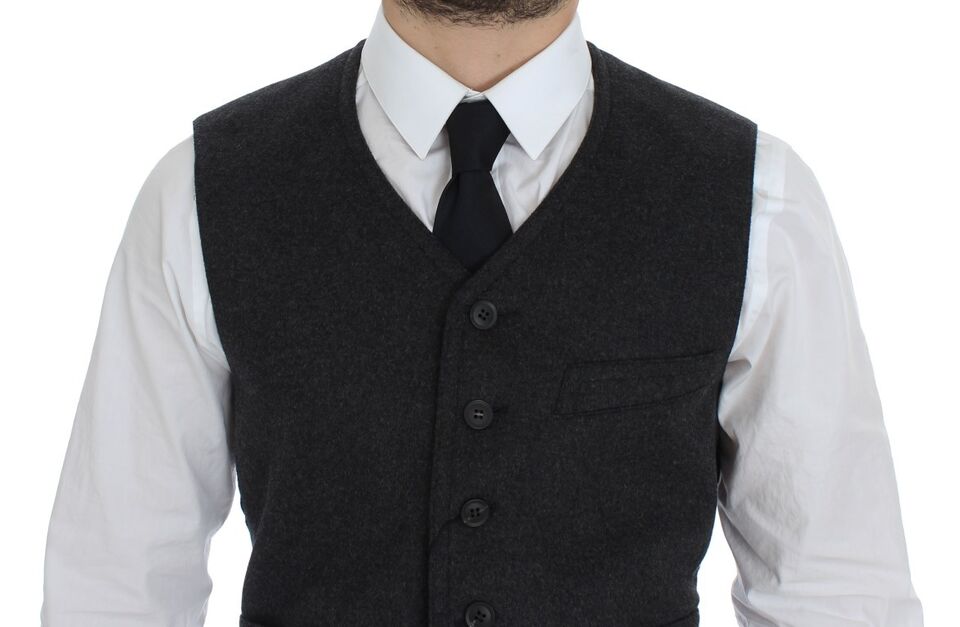 Dolce &amp; Gabbana Elegante Weste aus grauer Wollmischung