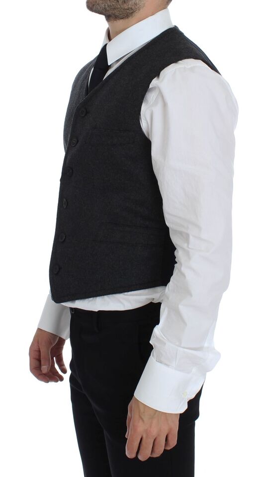 Dolce &amp; Gabbana Elegante Weste aus grauer Wollmischung