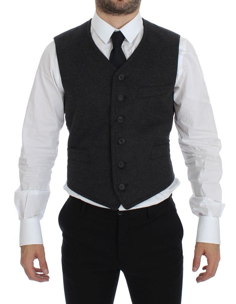 Dolce &amp; Gabbana Elegante Weste aus grauer Wollmischung