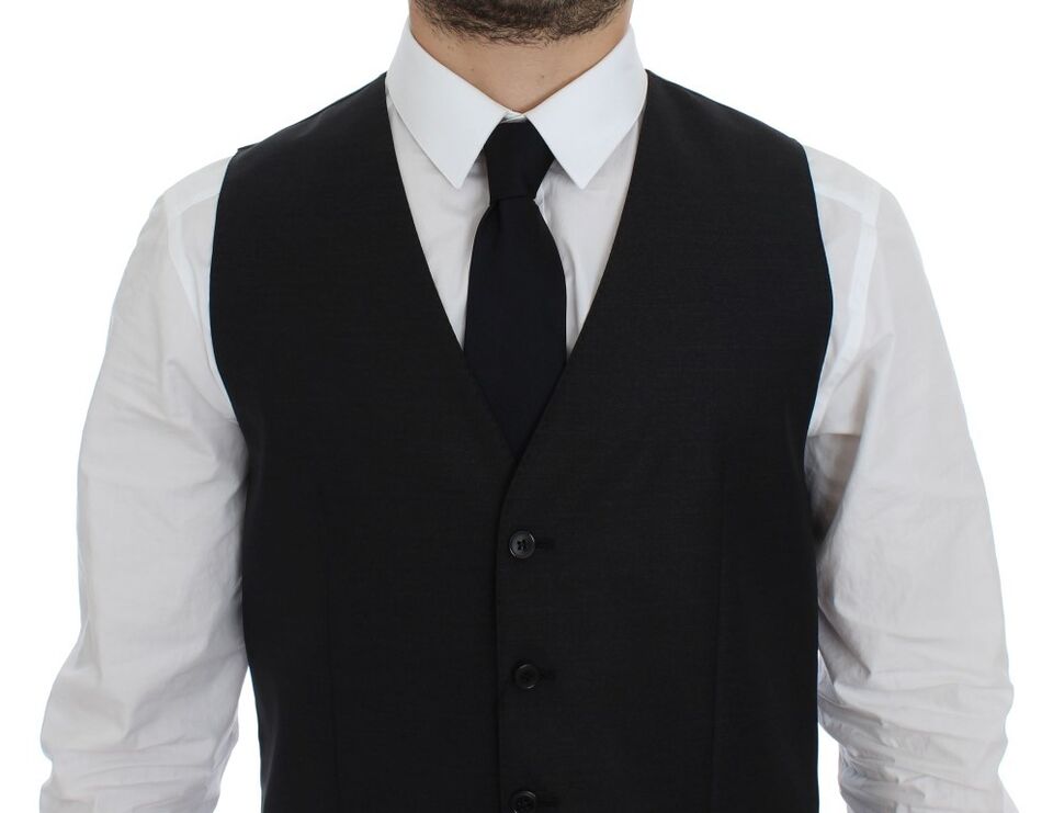 Dolce &amp; Gabbana Elegante Weste aus grauer Wollmischung