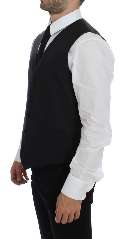 Dolce &amp; Gabbana Elegante Weste aus grauer Wollmischung