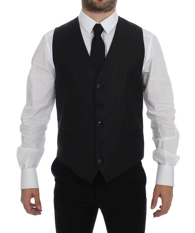 Dolce &amp; Gabbana Elegante Weste aus grauer Wollmischung