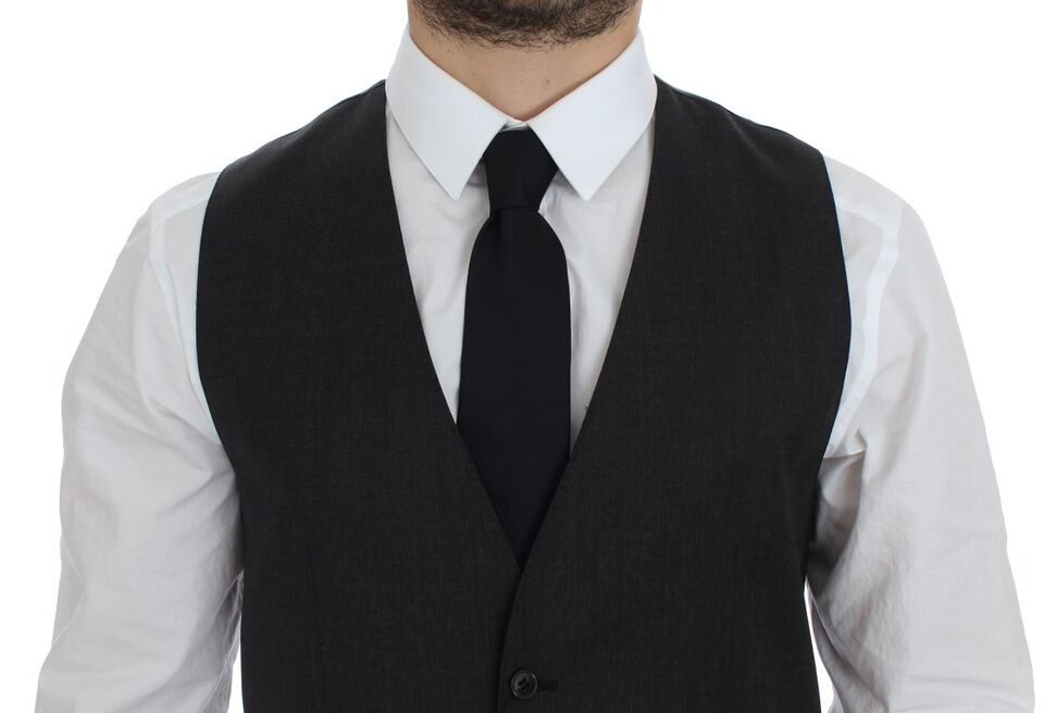 Dolce &amp; Gabbana Elegante Weste aus grauer Wolle für formelle Anlässe