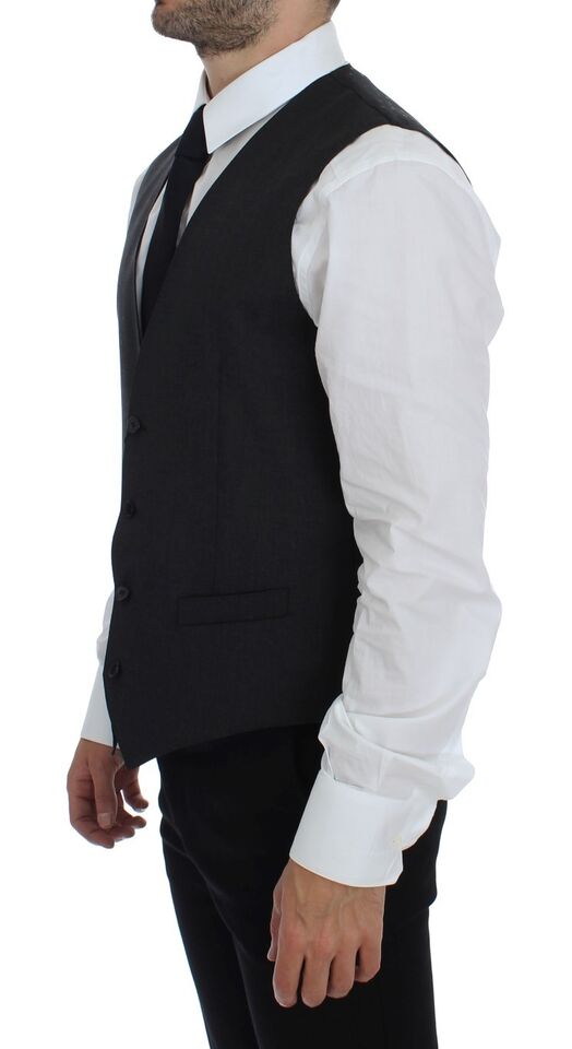 Dolce &amp; Gabbana Elegante Weste aus grauer Wolle für formelle Anlässe
