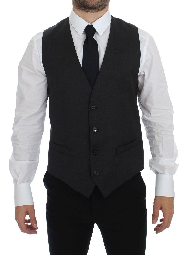 Dolce &amp; Gabbana Elegante Weste aus grauer Wolle für formelle Anlässe