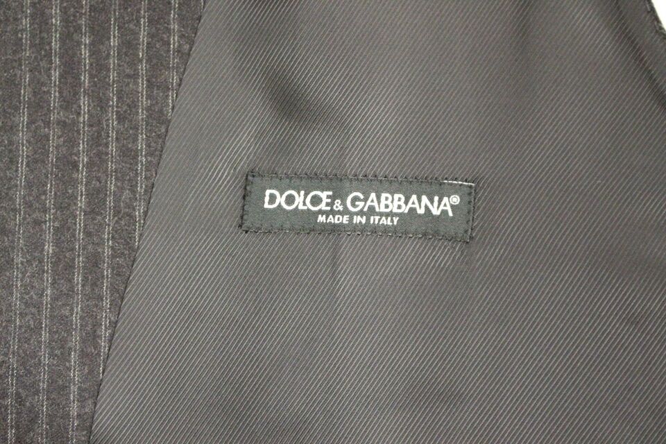 Dolce &amp; Gabbana Elegante grau gestreifte Wollweste