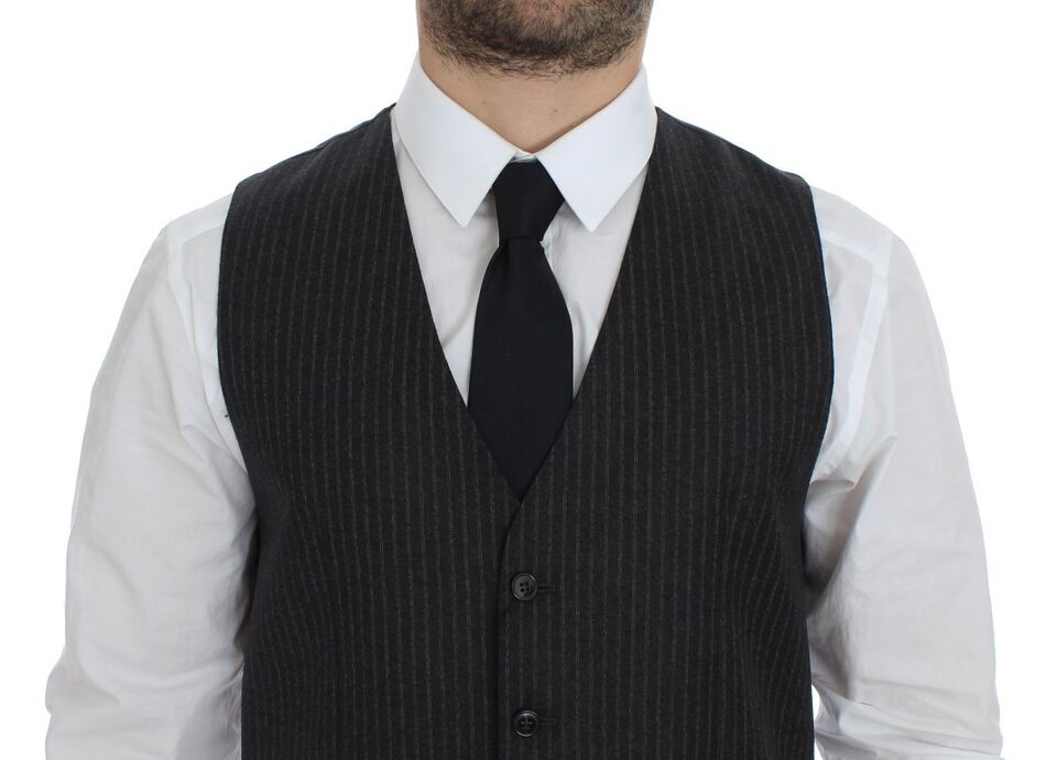 Dolce &amp; Gabbana Elegante grau gestreifte Wollweste