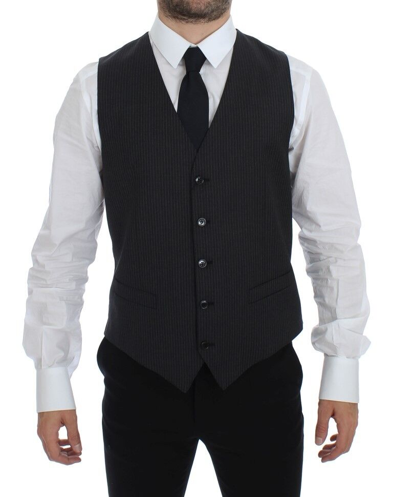 Dolce &amp; Gabbana Elegante grau gestreifte Weste
