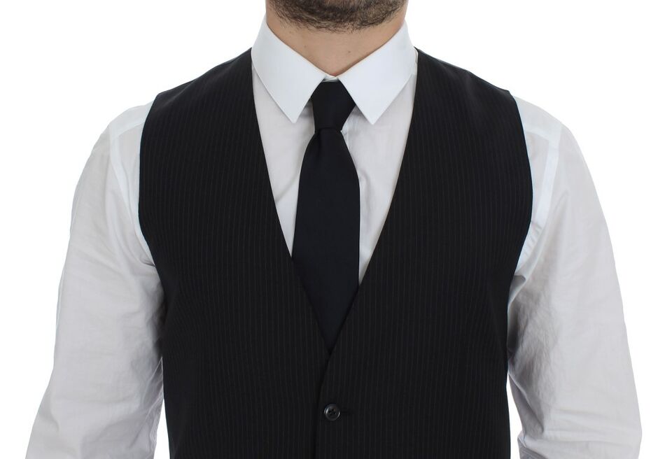 Dolce &amp; Gabbana Elegante schwarz gestreifte Wollweste