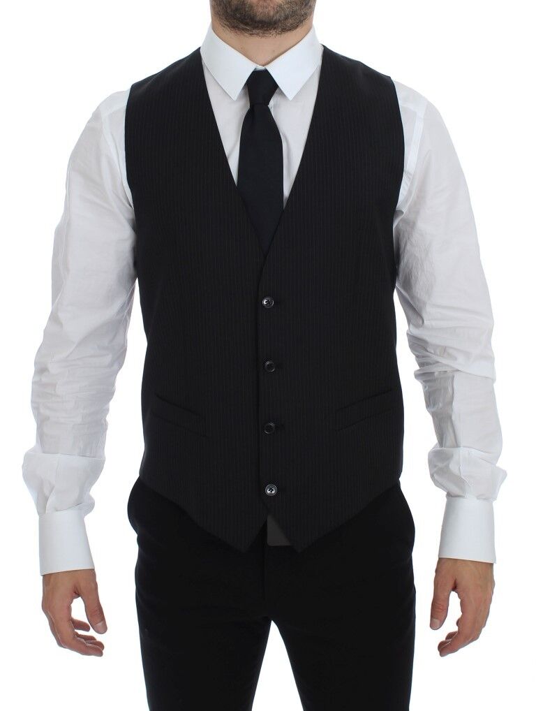 Dolce &amp; Gabbana Elegante schwarz gestreifte Wollweste
