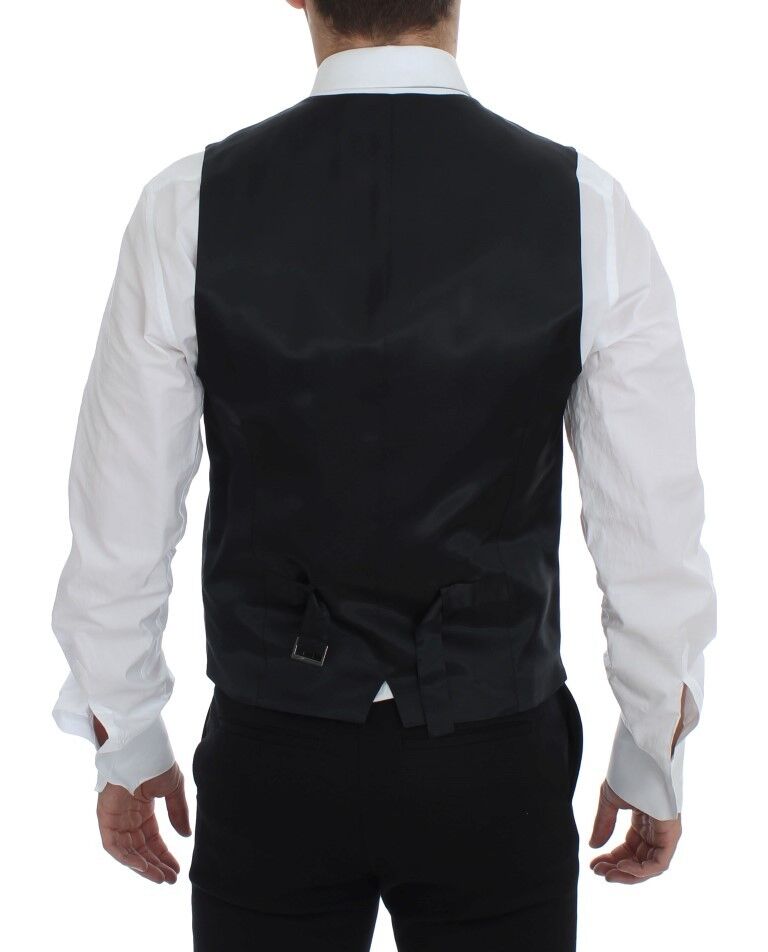 Dolce &amp; Gabbana Elegante grau gestreifte Wollweste
