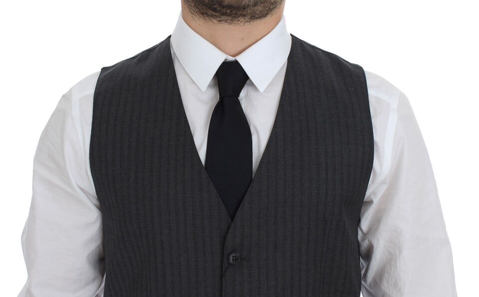Dolce &amp; Gabbana Elegante grau gestreifte Wollweste
