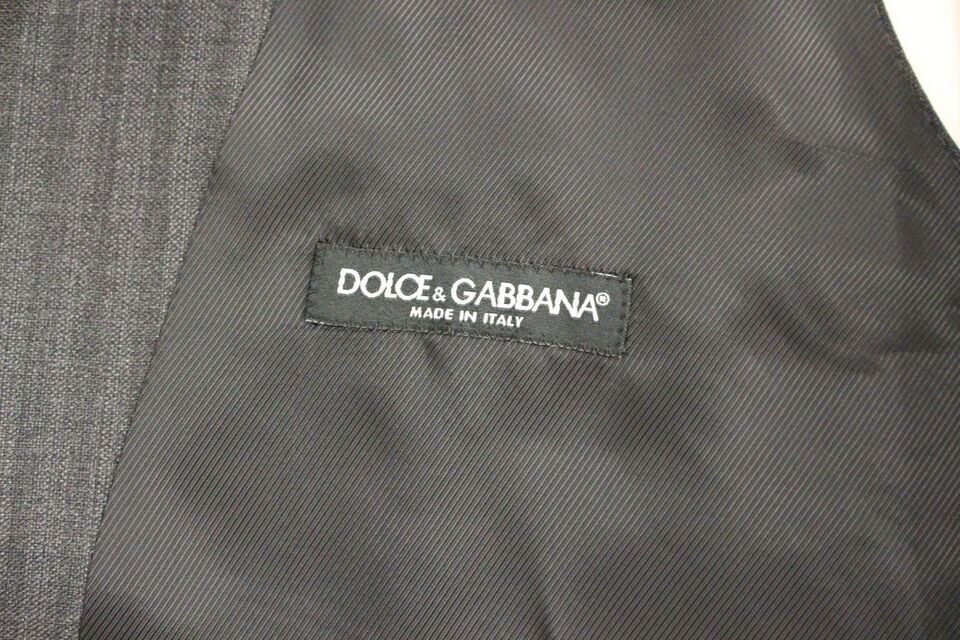 Dolce &amp; Gabbana Elegante grau gestreifte Wollweste