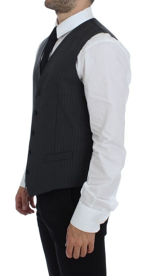 Dolce &amp; Gabbana Elegante grau gestreifte Wollweste