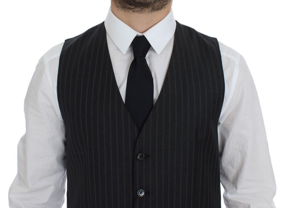 Dolce &amp; Gabbana Elegante grau gestreifte Wollweste