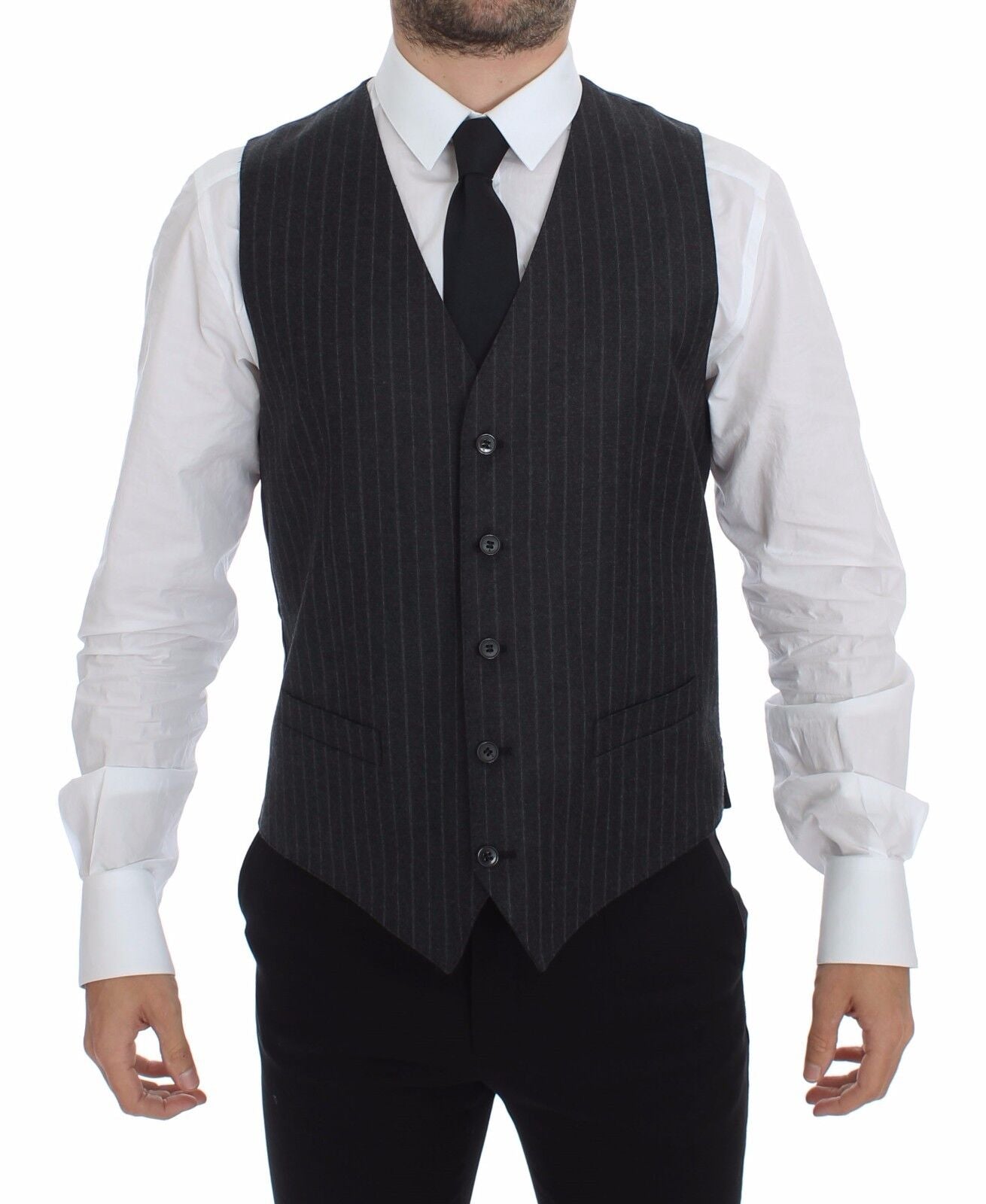 Dolce &amp; Gabbana Elegante grau gestreifte Weste