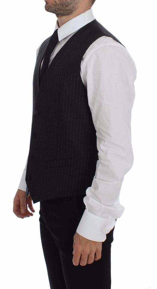 Dolce &amp; Gabbana Elegante grau gestreifte Wollweste
