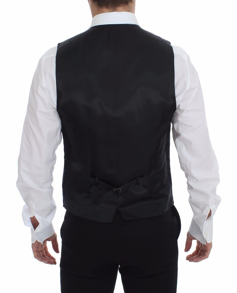 Dolce &amp; Gabbana Elegante grau gestreifte Wollweste