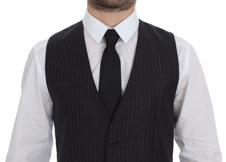 Dolce &amp; Gabbana Elegante grau gestreifte Wollweste