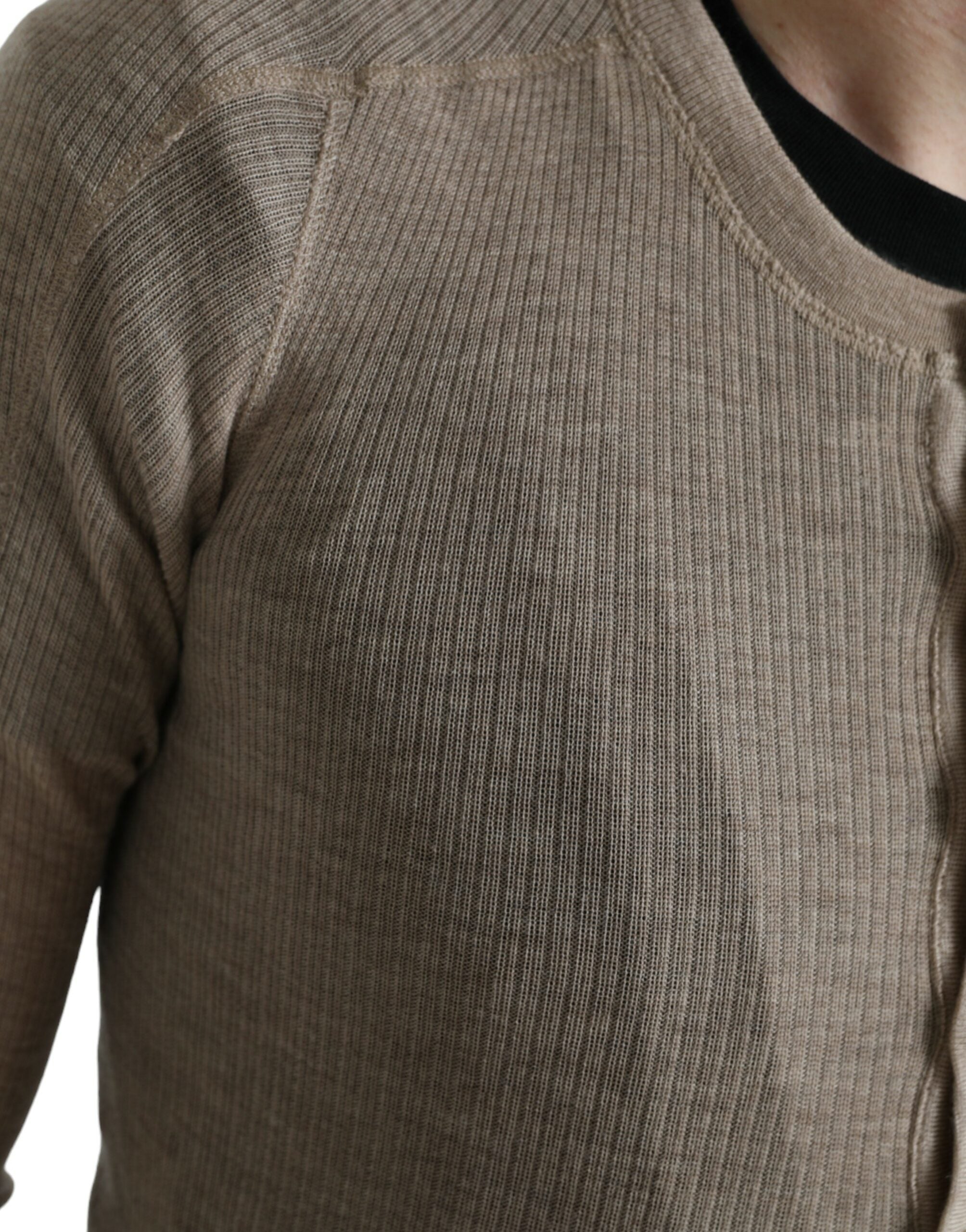 Dolce &amp; Gabbana Eleganter beigefarbener Henley-Kaschmirpullover