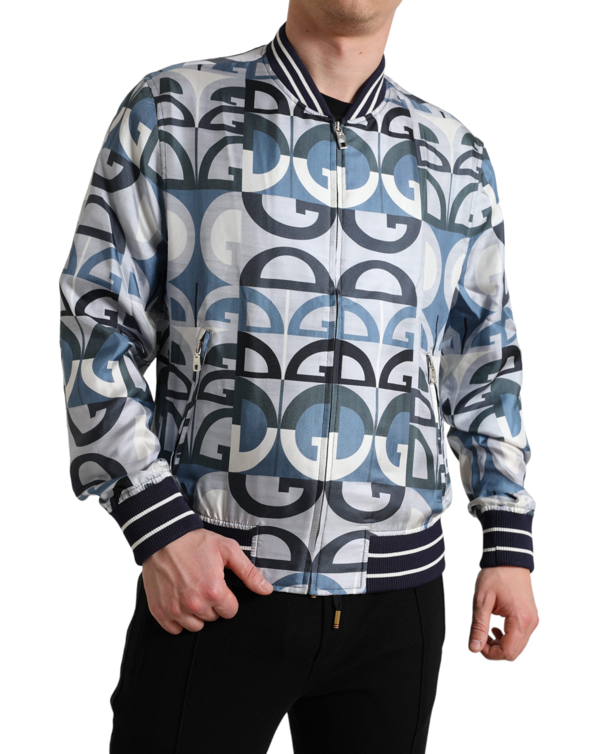 Dolce &amp; Gabbana Mehrfarbige Bomberjacke aus Seide – Klassische Eleganz