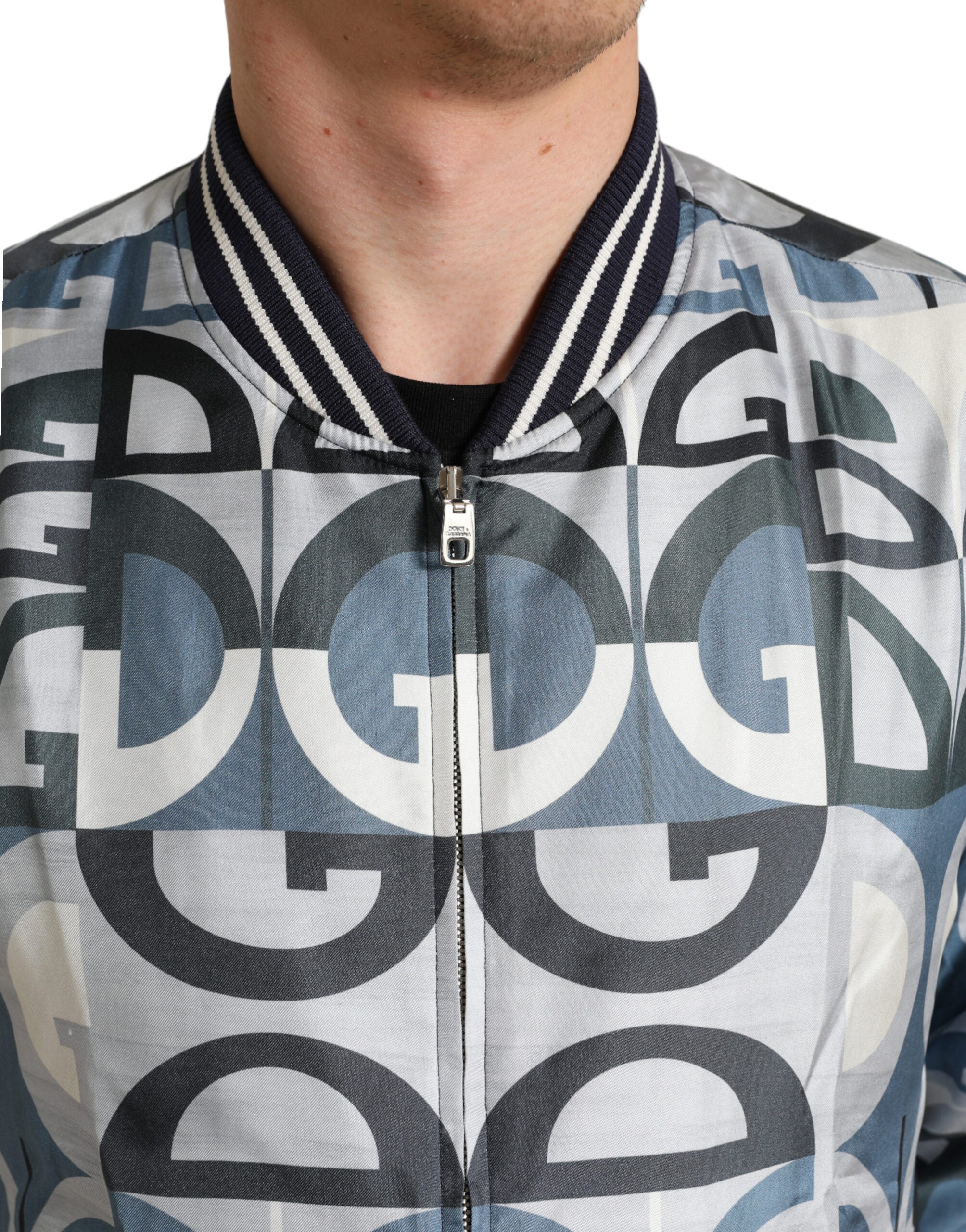 Dolce &amp; Gabbana Mehrfarbige Bomberjacke aus Seide – Klassische Eleganz