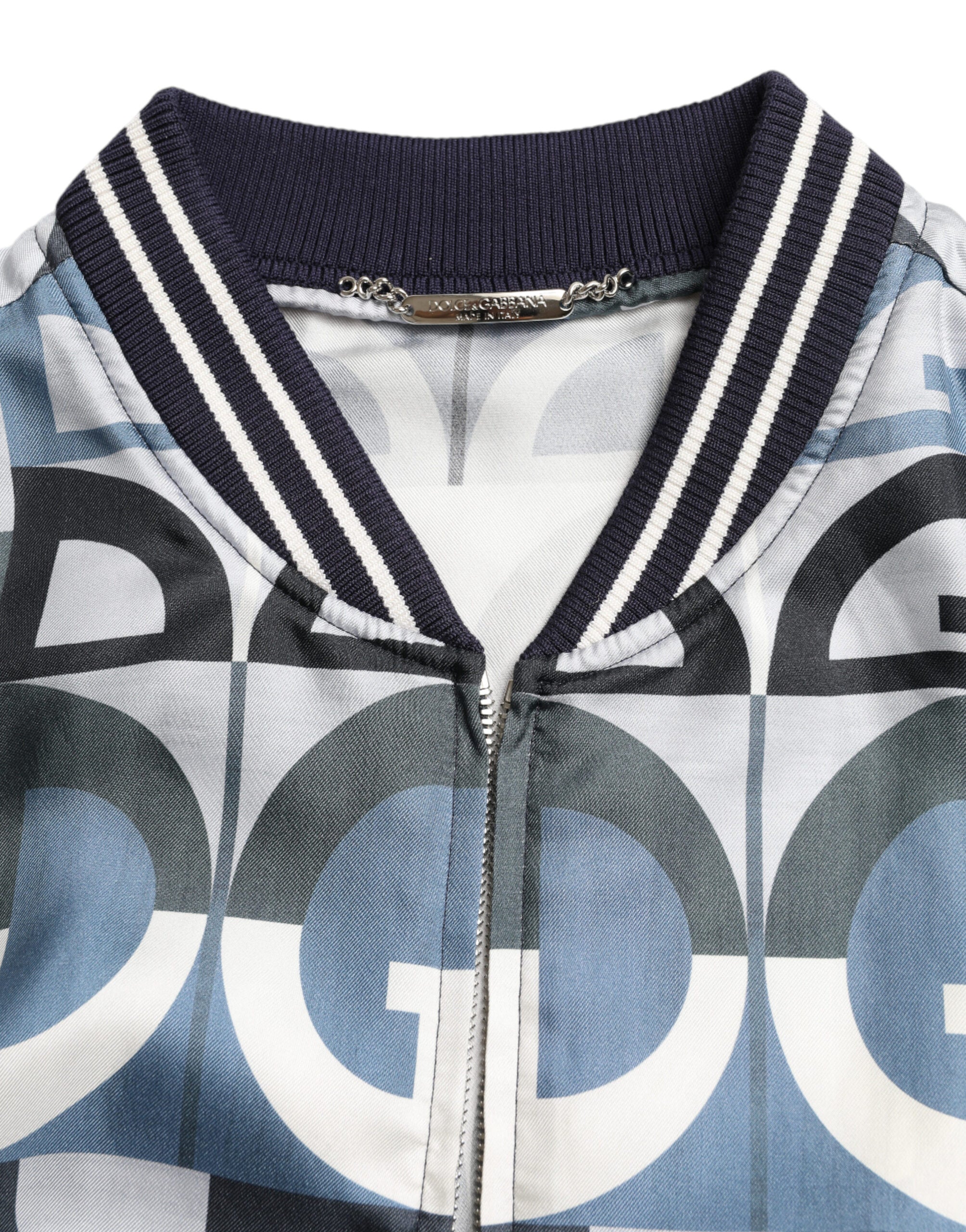 Dolce &amp; Gabbana Mehrfarbige Bomberjacke aus Seide – Klassische Eleganz