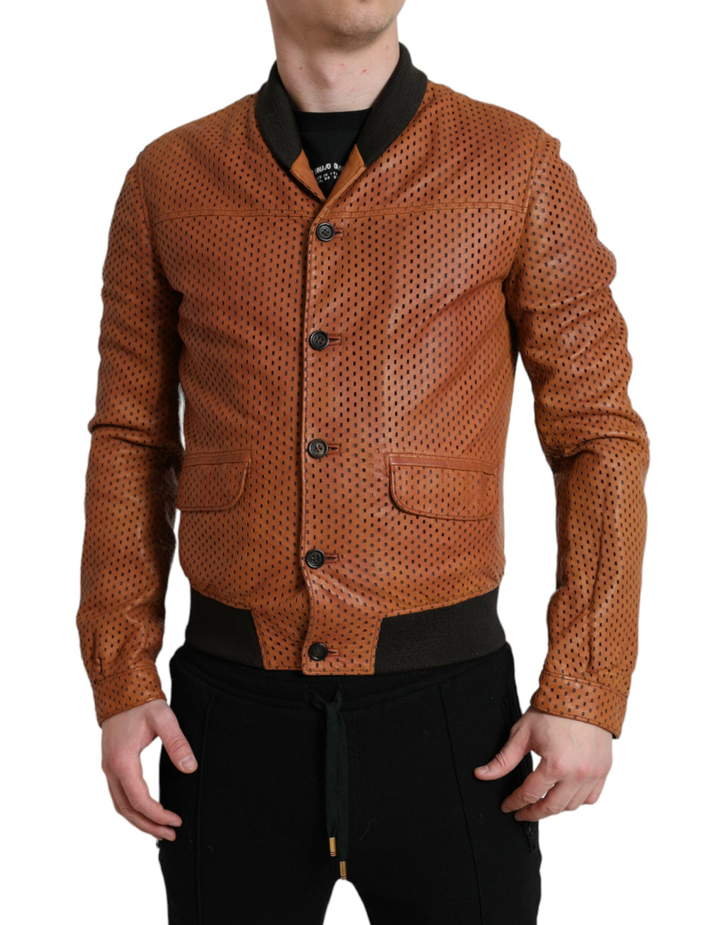 Dolce &amp; Gabbana Elegante perforierte Bomberjacke aus Leder