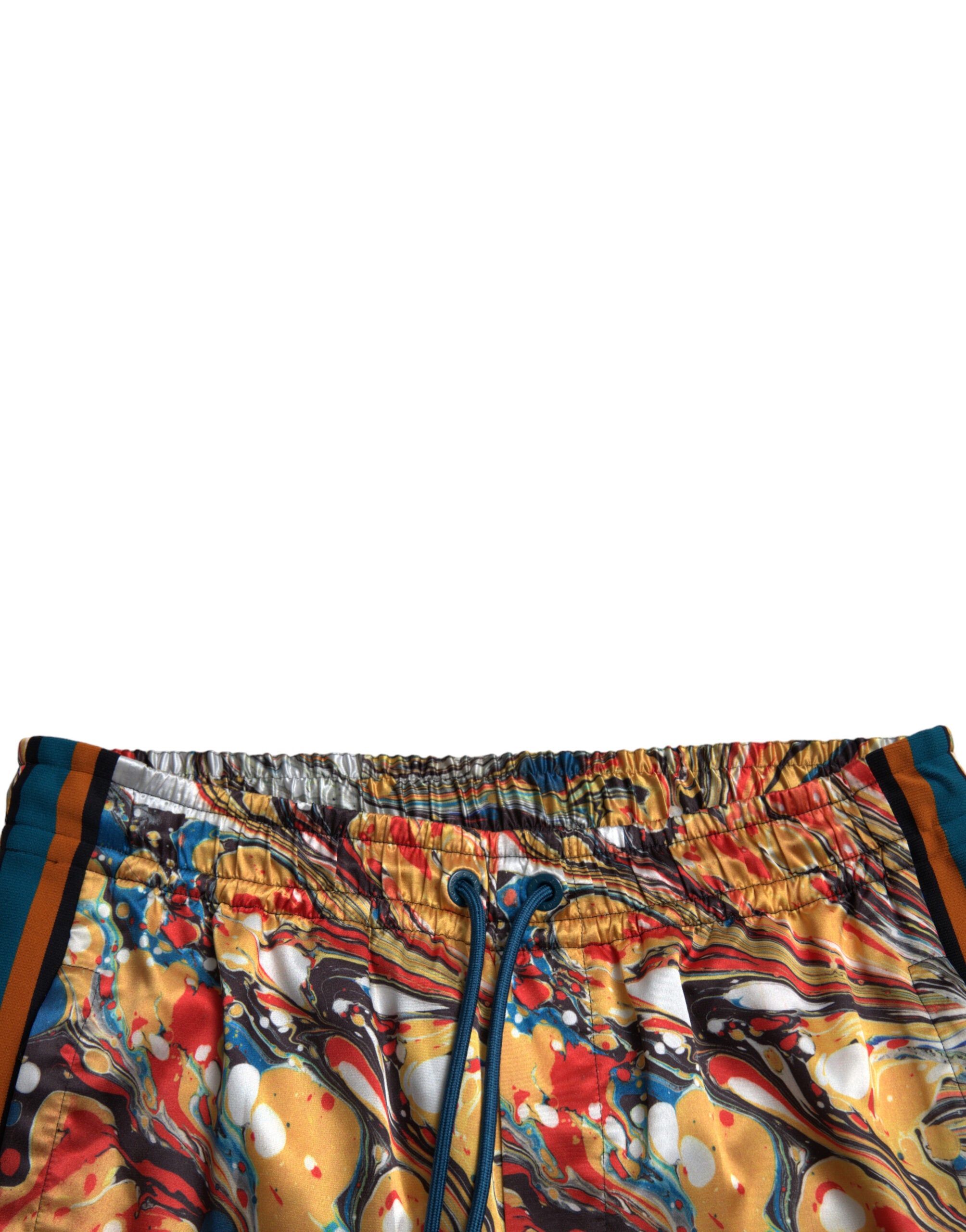 Dolce &amp; Gabbana Elegante Satin-Trainingshose in mehrfarbigem Marmor