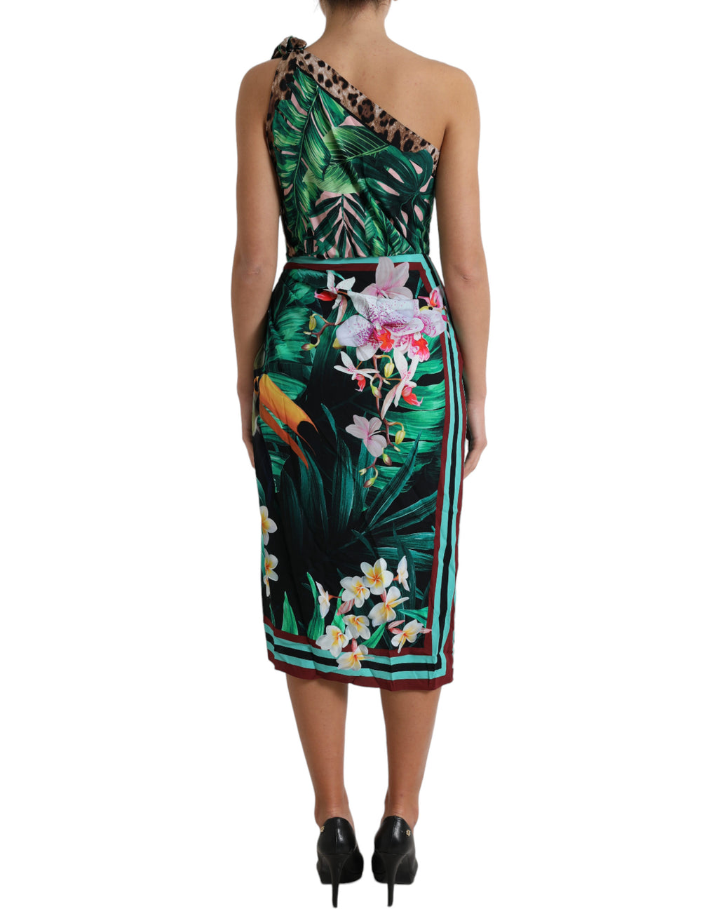 Dolce &amp; Gabbana One-Shoulder-Kleid mit tropischem Dschungel-Print