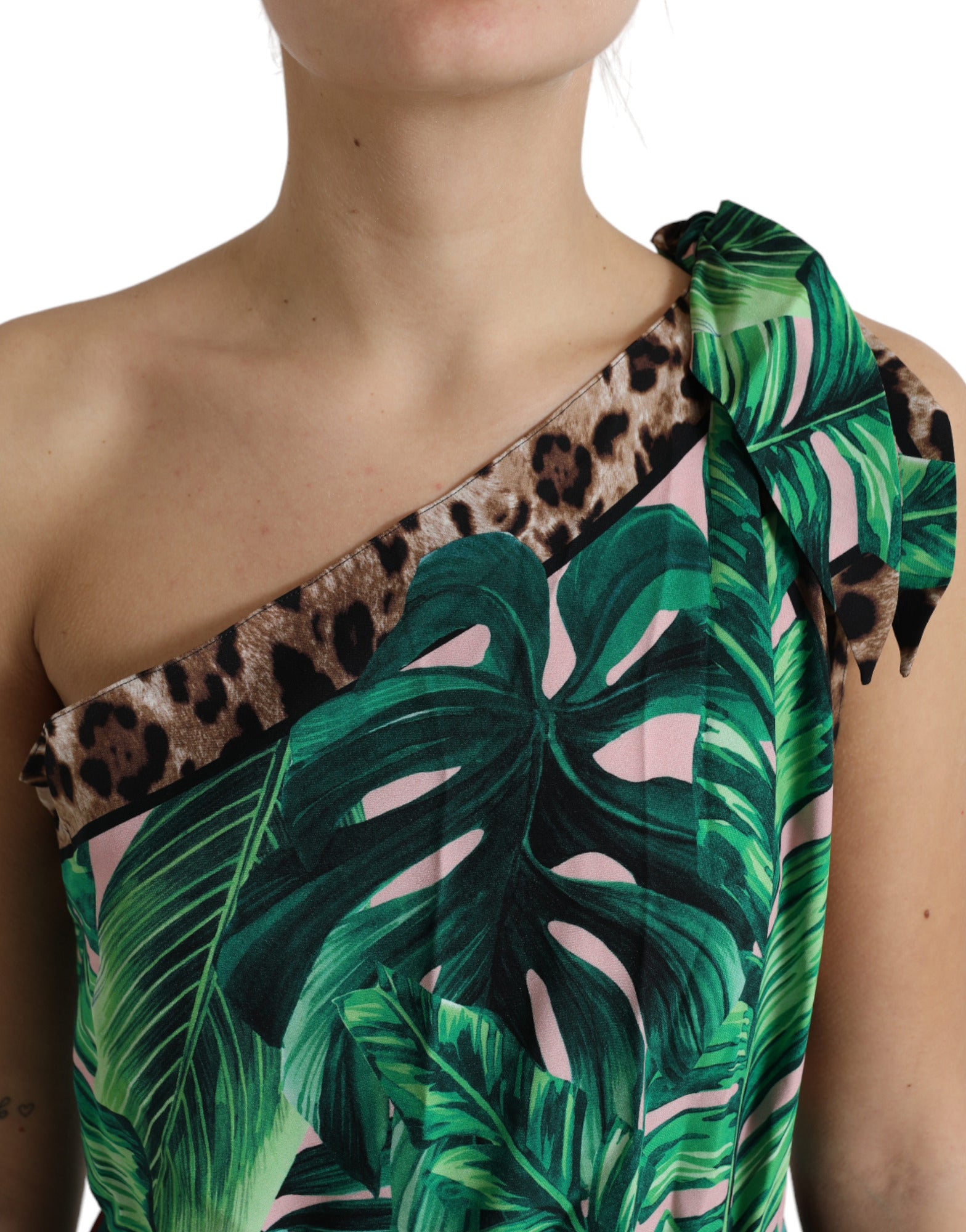 Dolce &amp; Gabbana One-Shoulder-Kleid mit tropischem Dschungel-Print