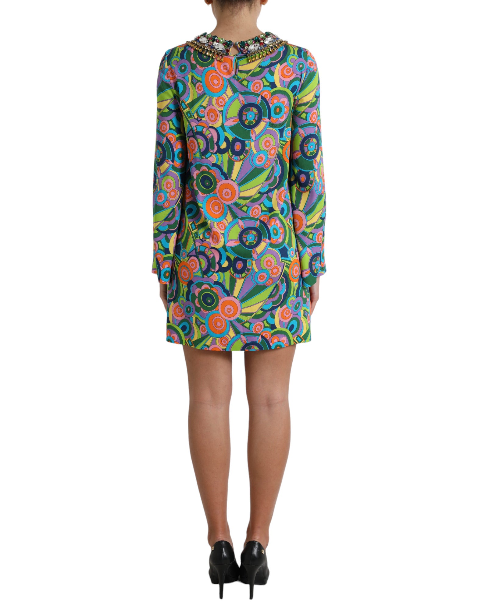 Dolce &amp; Gabbana Mehrfarbiges Minikleid aus Seide mit geometrischem Muster