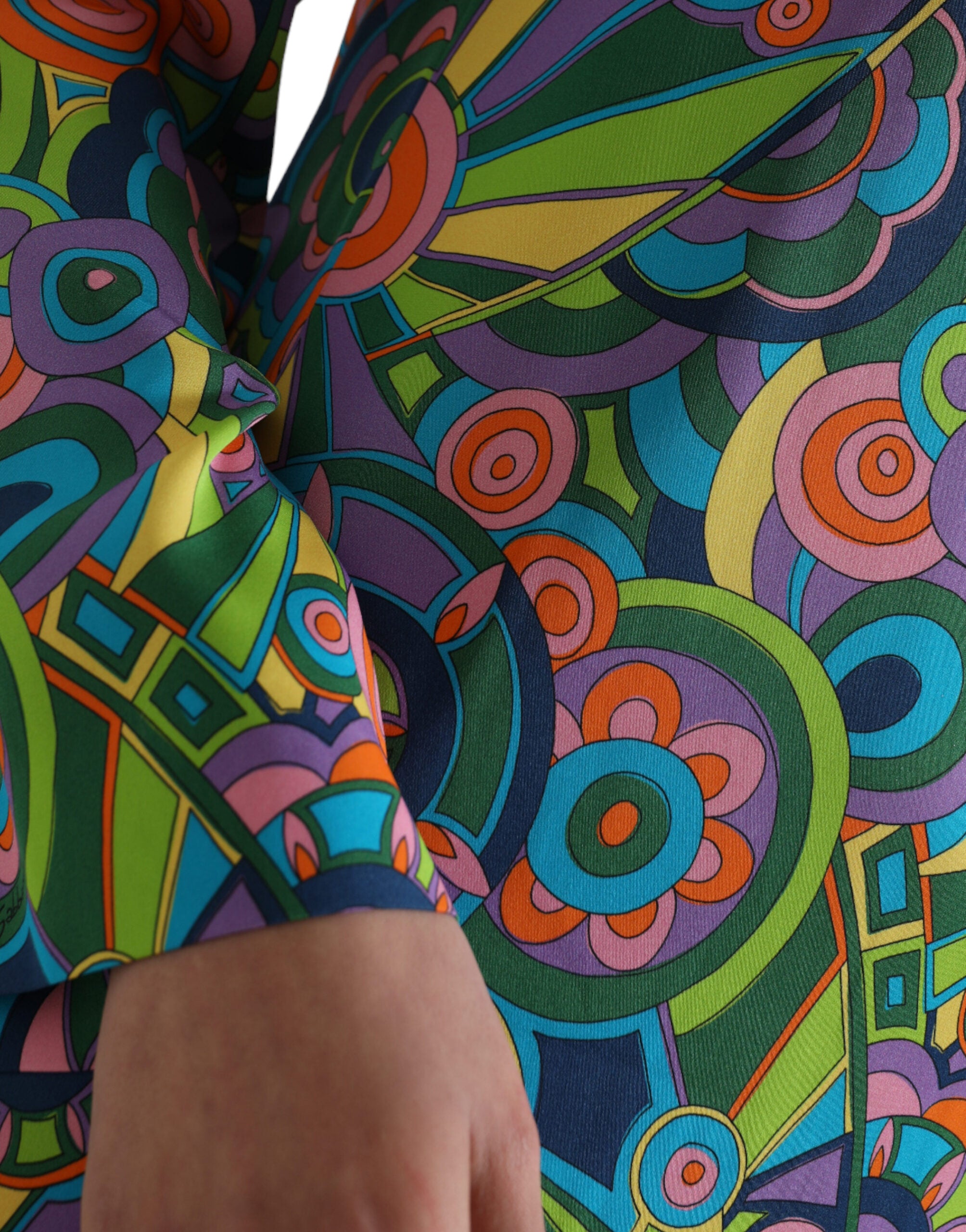 Dolce &amp; Gabbana Mehrfarbiges Minikleid aus Seide mit geometrischem Muster