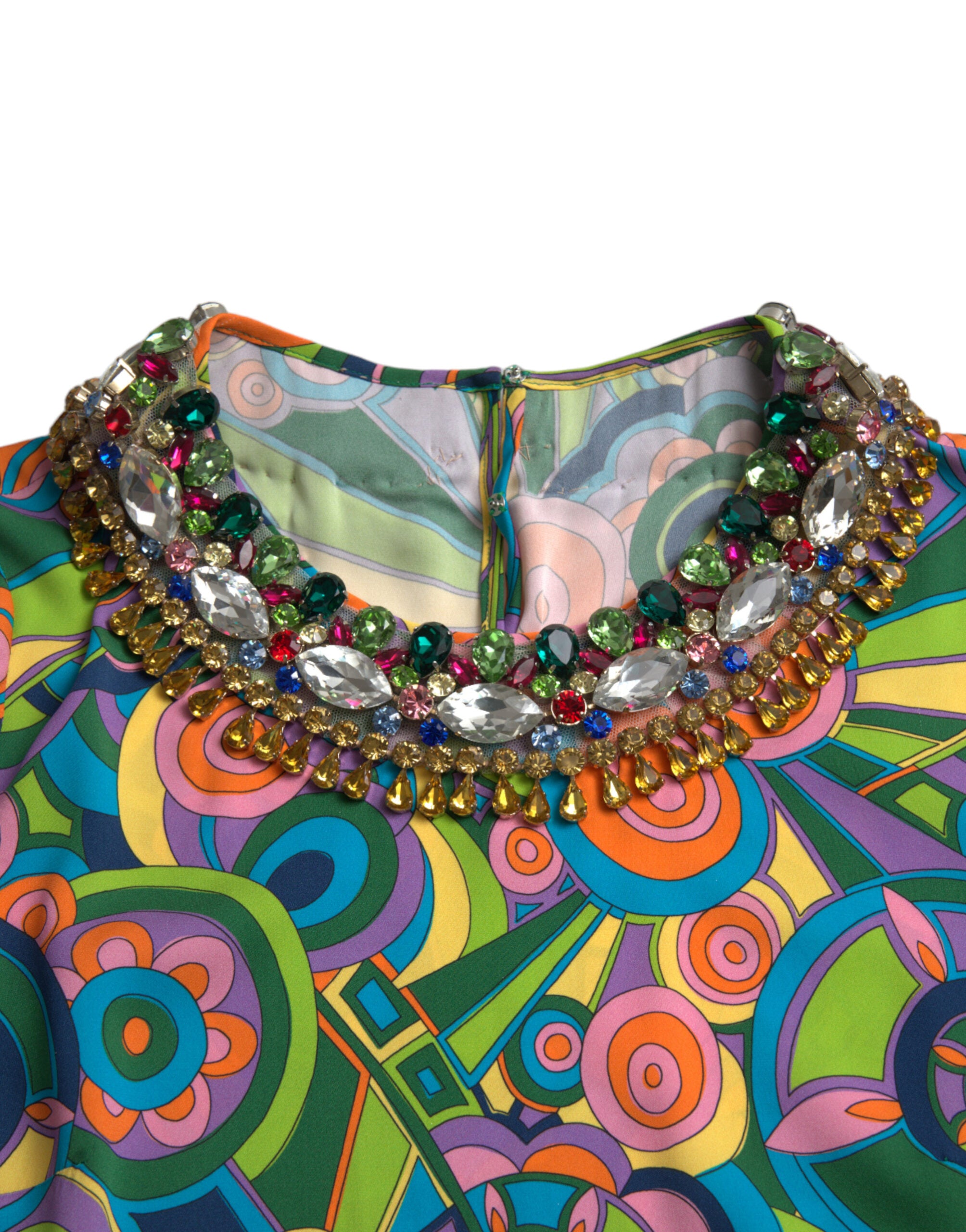 Dolce &amp; Gabbana Mehrfarbiges Minikleid aus Seide mit geometrischem Muster