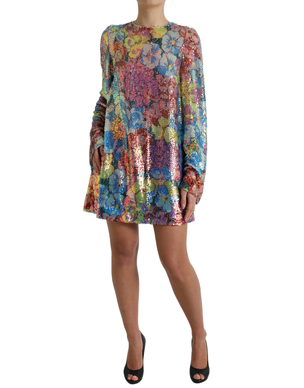 Dolce &amp; Gabbana Elegantes Minikleid mit Blumen- und Paillettenbesatz
