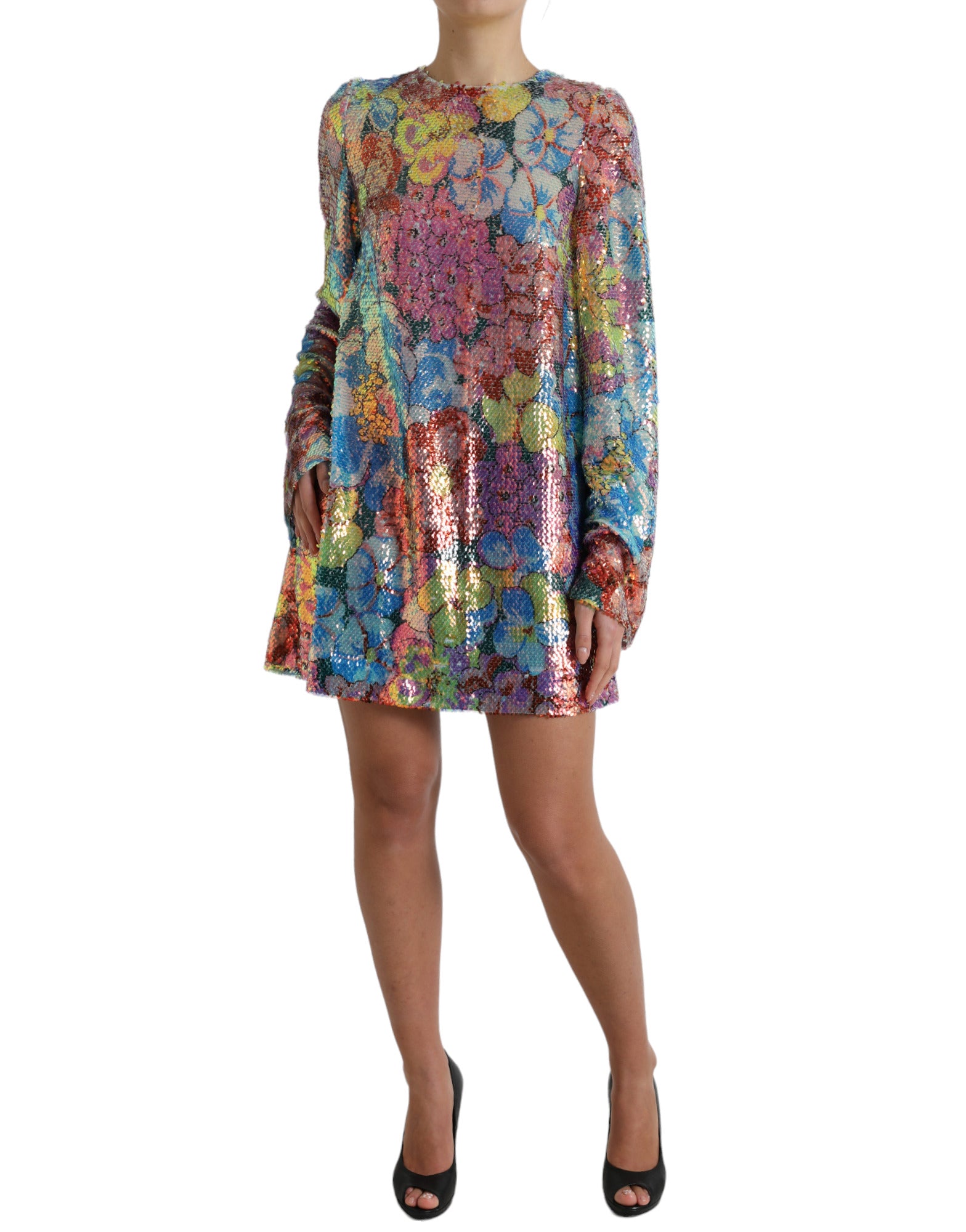 Dolce &amp; Gabbana Elegantes Minikleid mit Blumen- und Paillettenbesatz