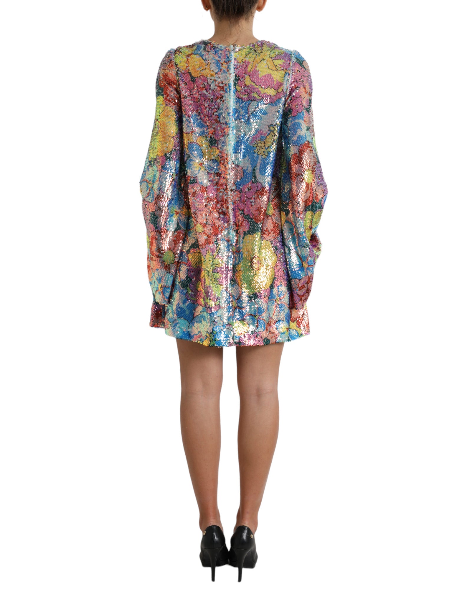 Dolce &amp; Gabbana Elegantes Minikleid mit Blumen- und Paillettenbesatz