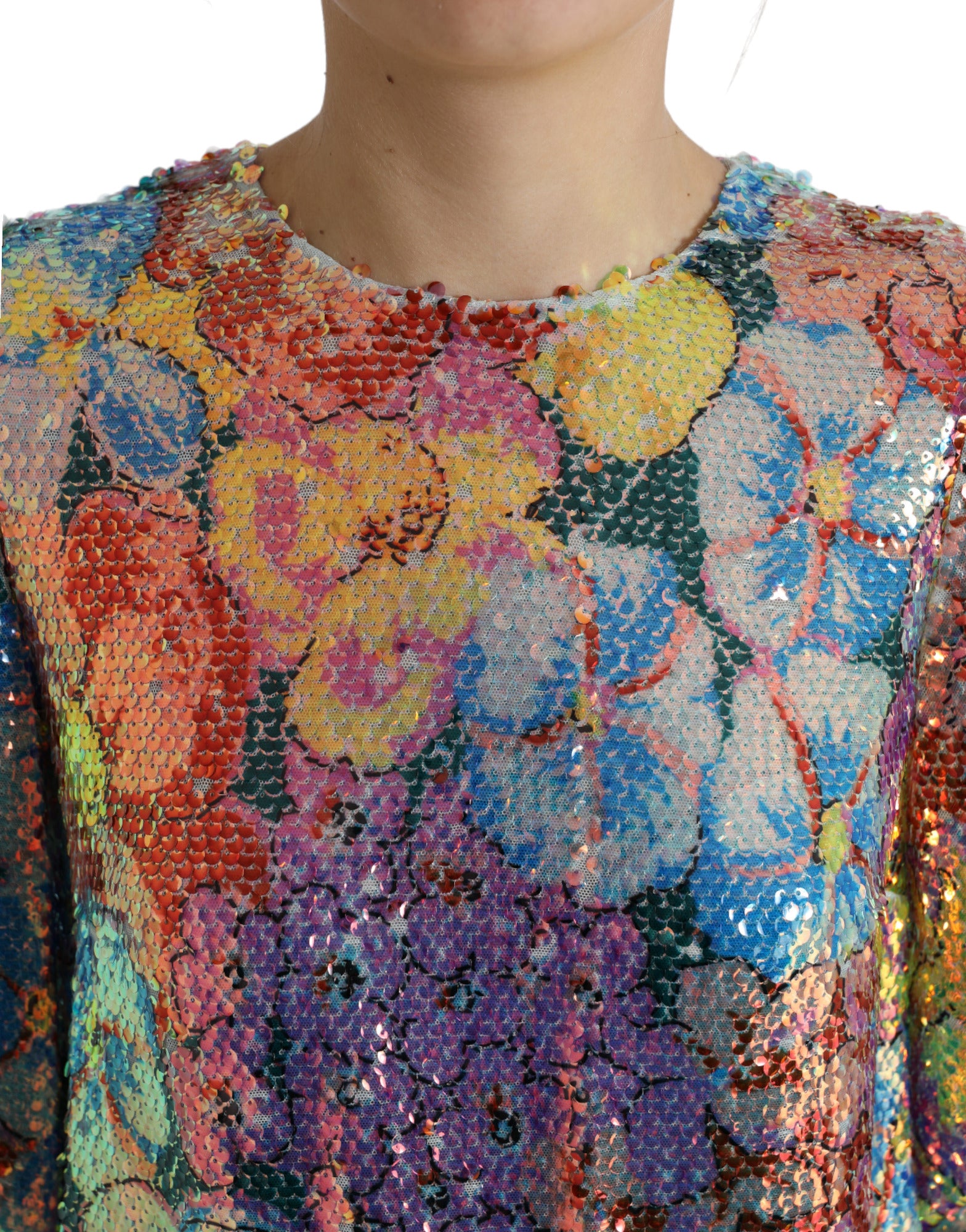 Dolce &amp; Gabbana Elegantes Minikleid mit Blumen- und Paillettenbesatz