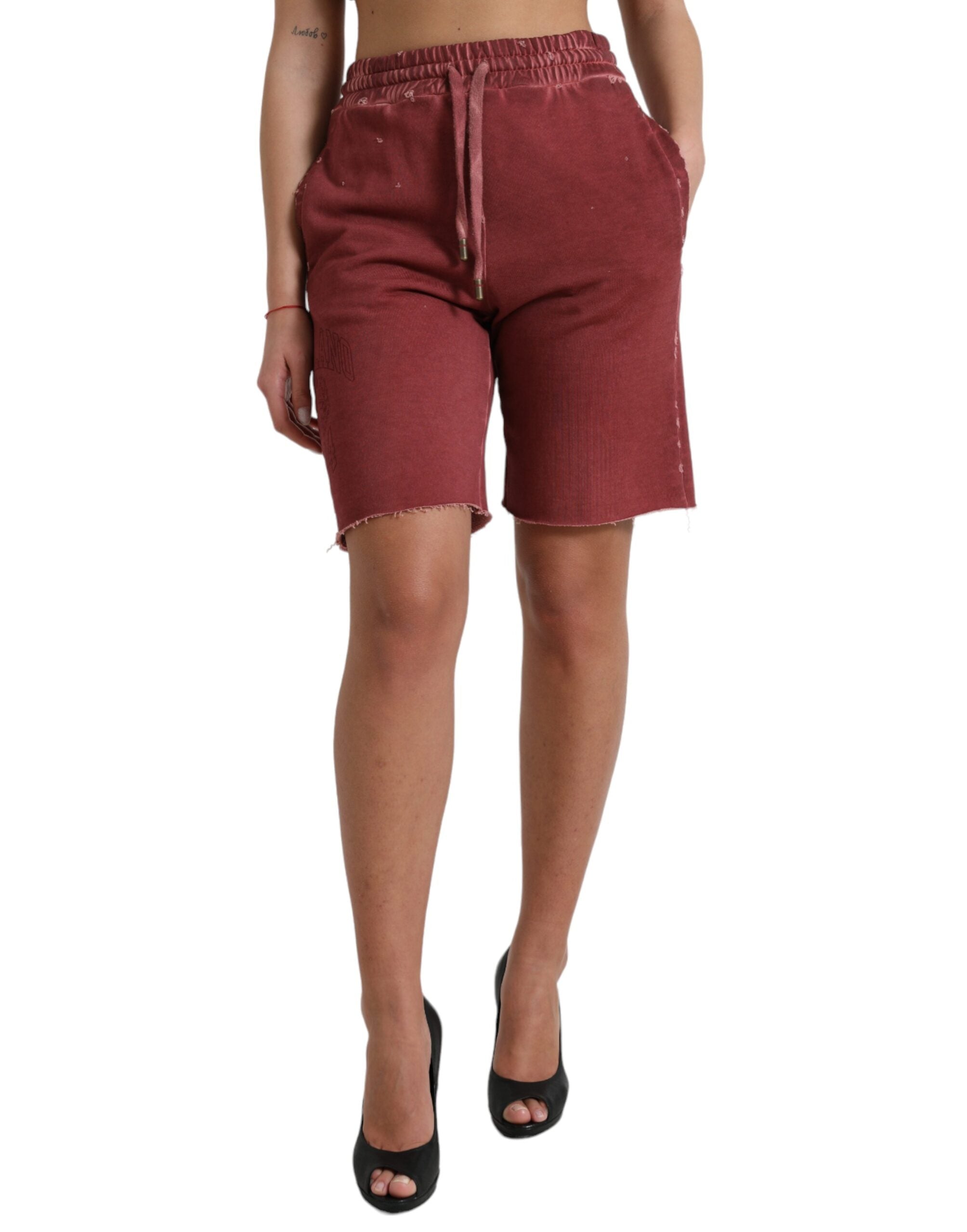 Dolce &amp; Gabbana – Schicke, kastanienbraune Designer-Sweatshorts mit hoher Taille