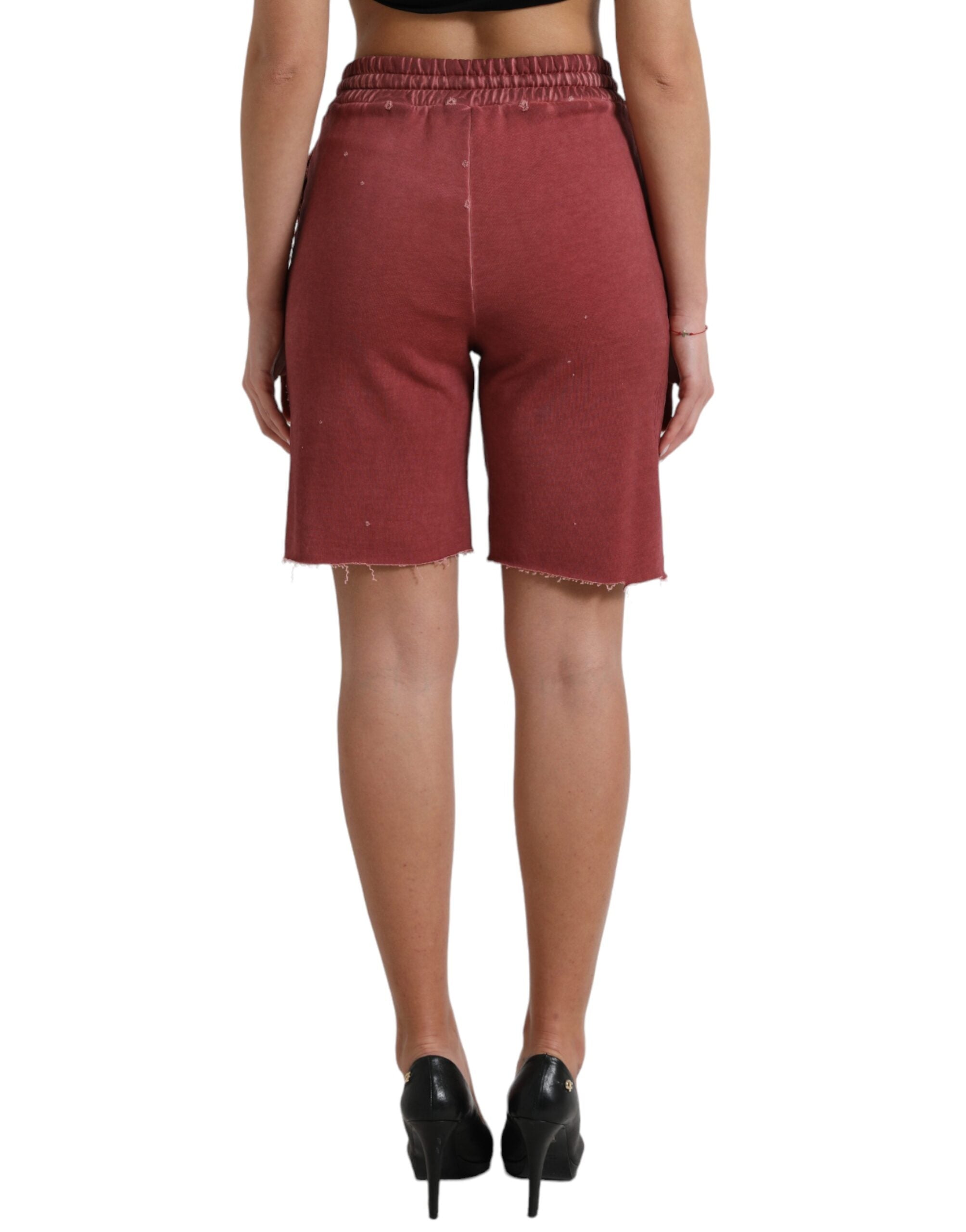 Dolce &amp; Gabbana – Schicke, kastanienbraune Designer-Sweatshorts mit hoher Taille