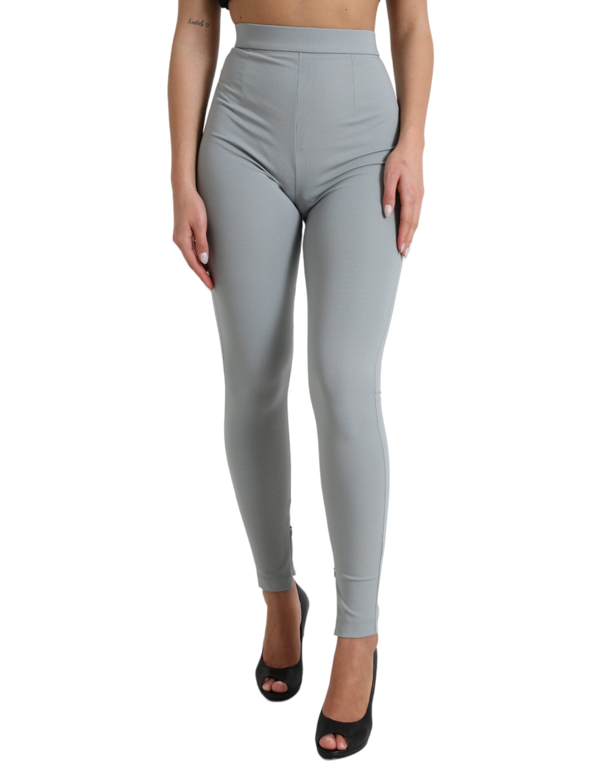 Dolce &amp; Gabbana – Elegante Leggings mit hoher Taille in Grau
