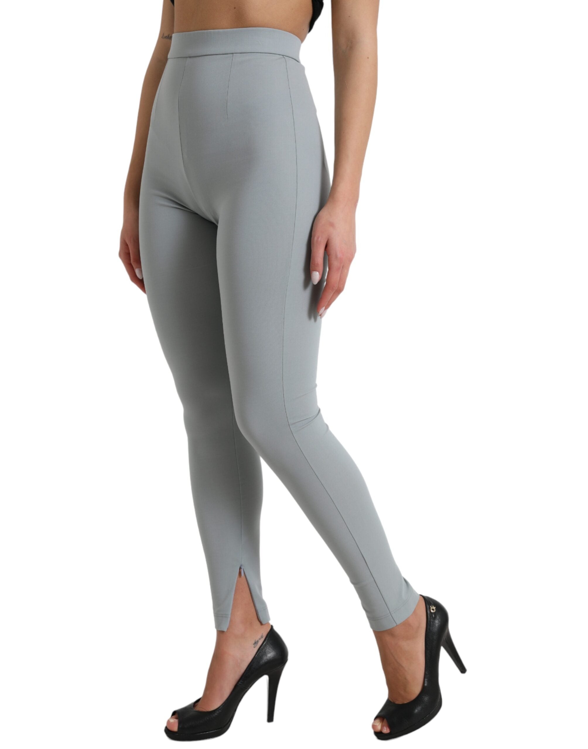 Dolce &amp; Gabbana – Elegante Leggings mit hoher Taille in Grau