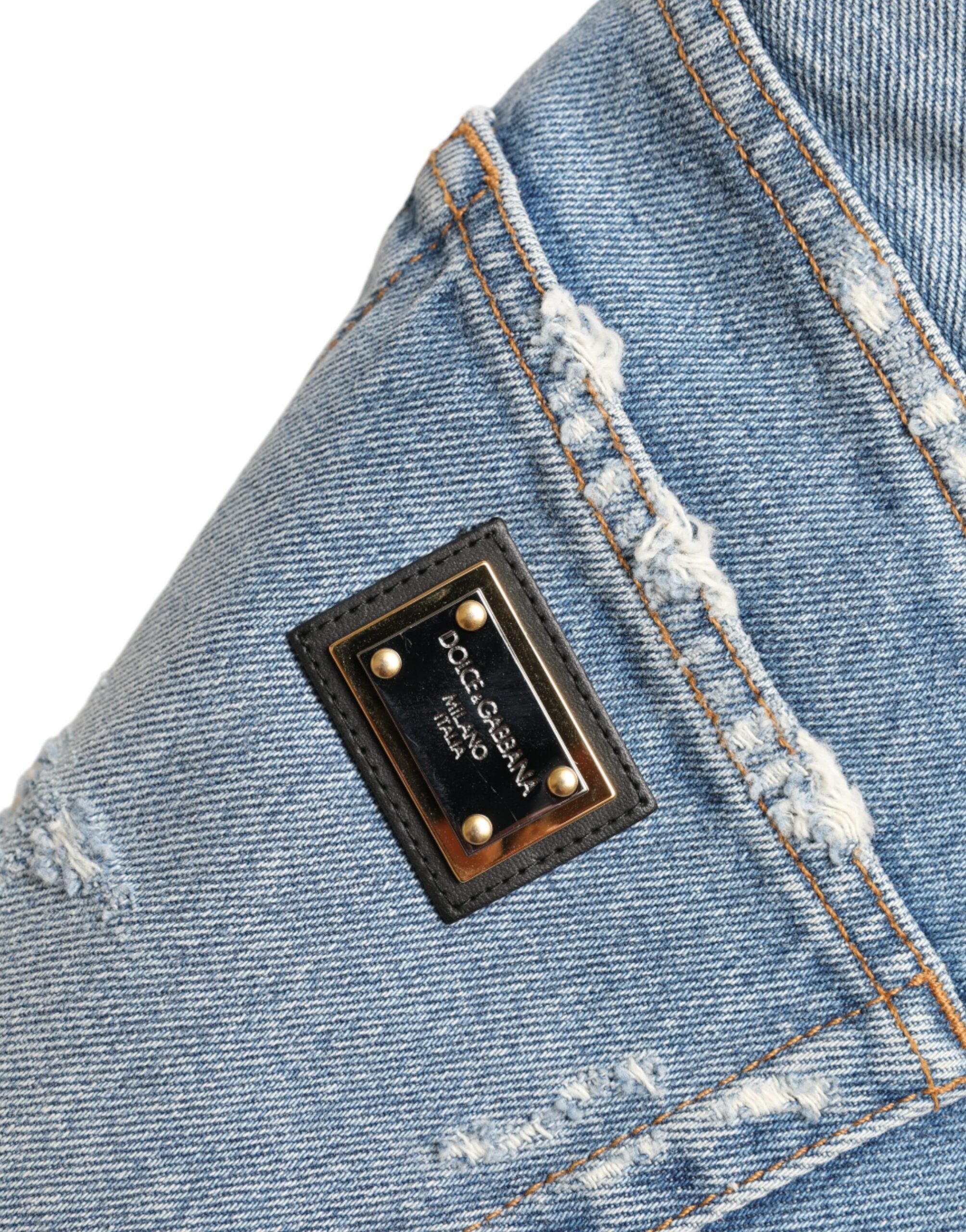 Dolce &amp; Gabbana – Bermuda-Jeansshorts mit Verzierung und hoher Taille