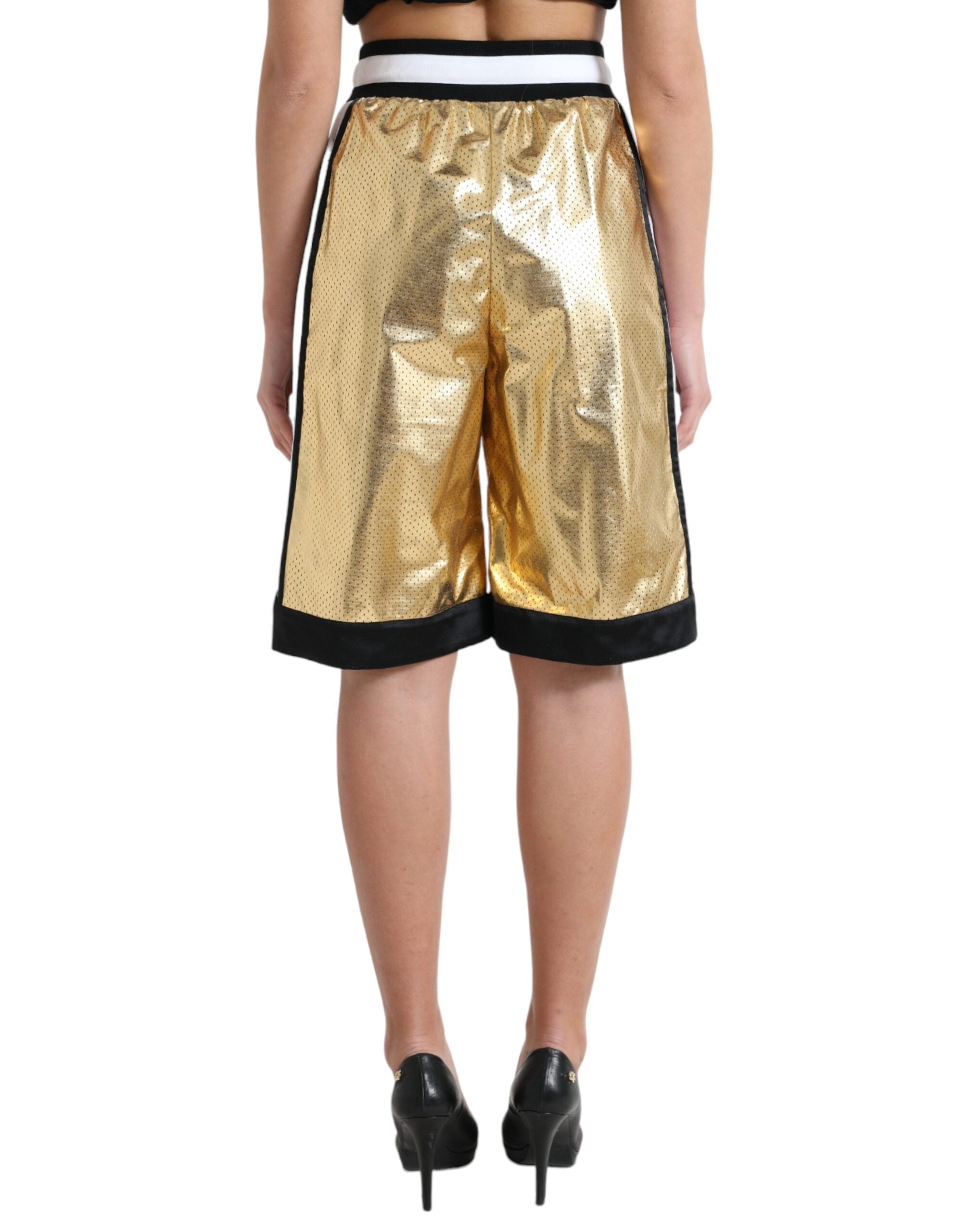 Dolce &amp; Gabbana Erhabene Eleganz: Goldene Shorts mit hoher Taille