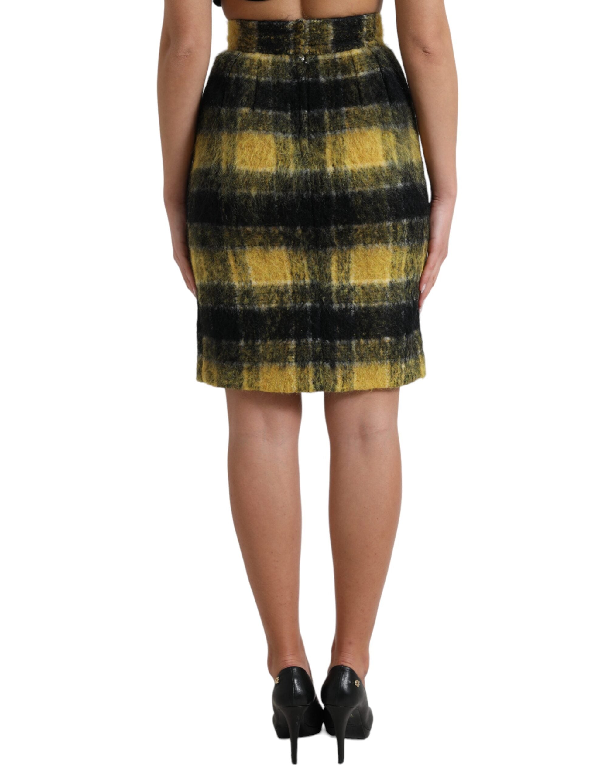 Dolce &amp; Gabbana – Minirock mit hoher Taille und Karomuster und Seidenfutter