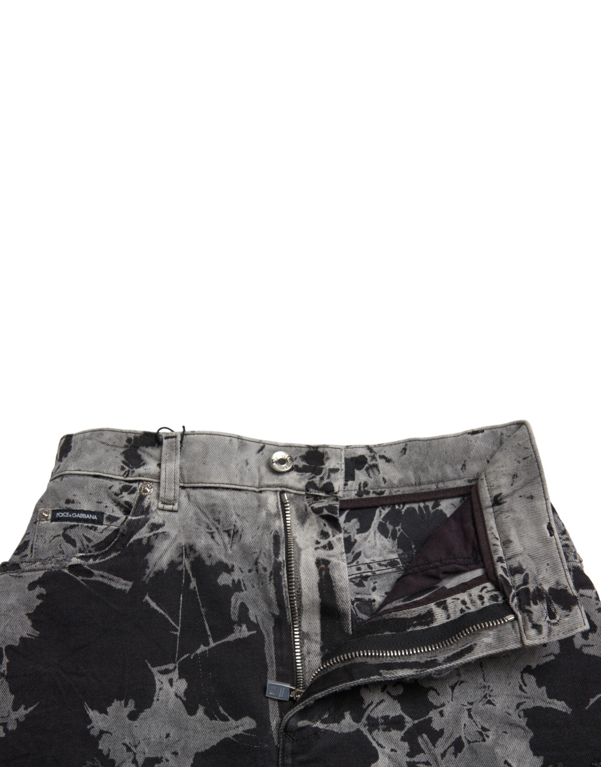 Dolce &amp; Gabbana Schicker hoch taillierter Mini-Jeansrock mit Spitzenbesatz