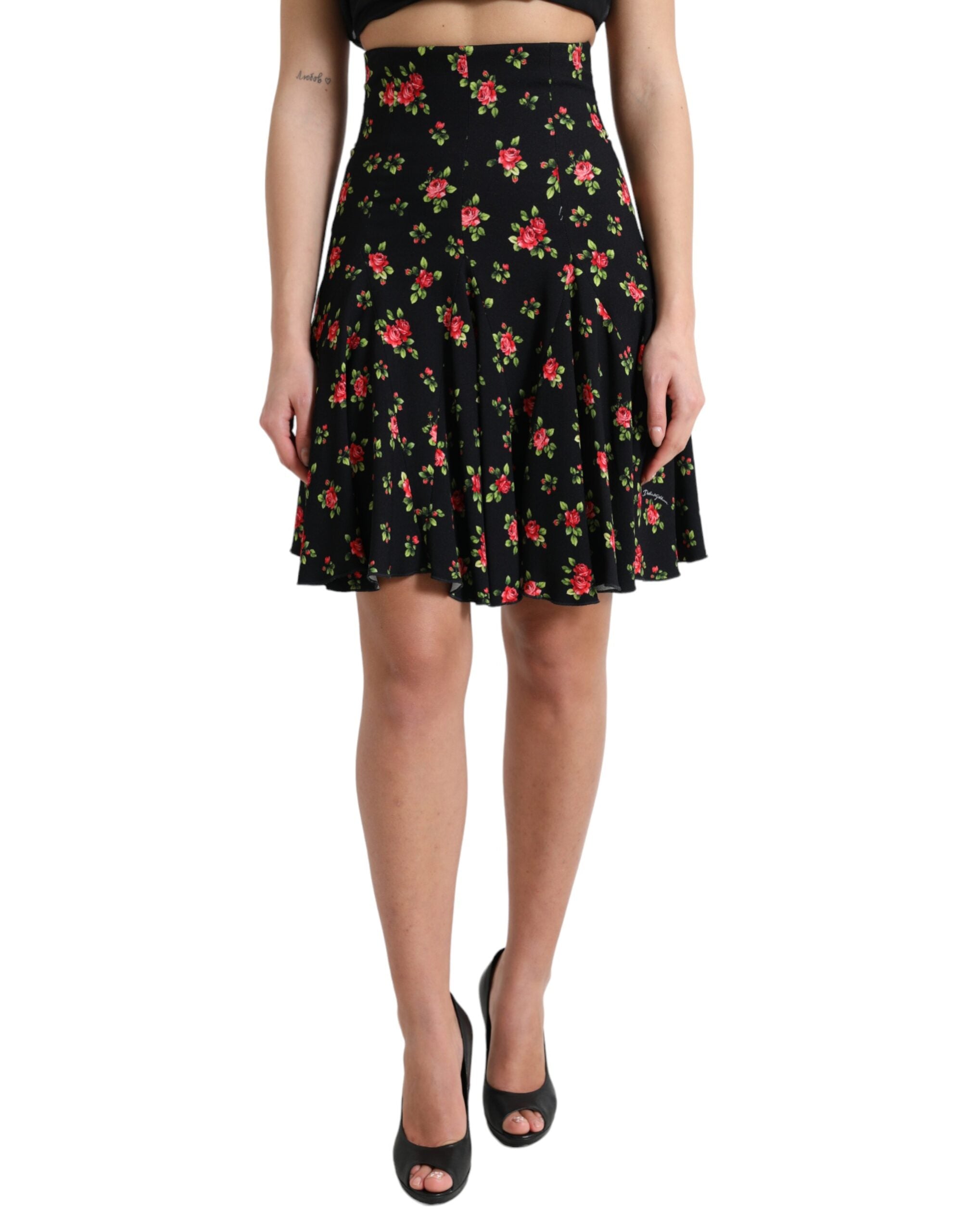 Dolce &amp; Gabbana – Geblümter A-Linien-Minirock mit hoher Taille