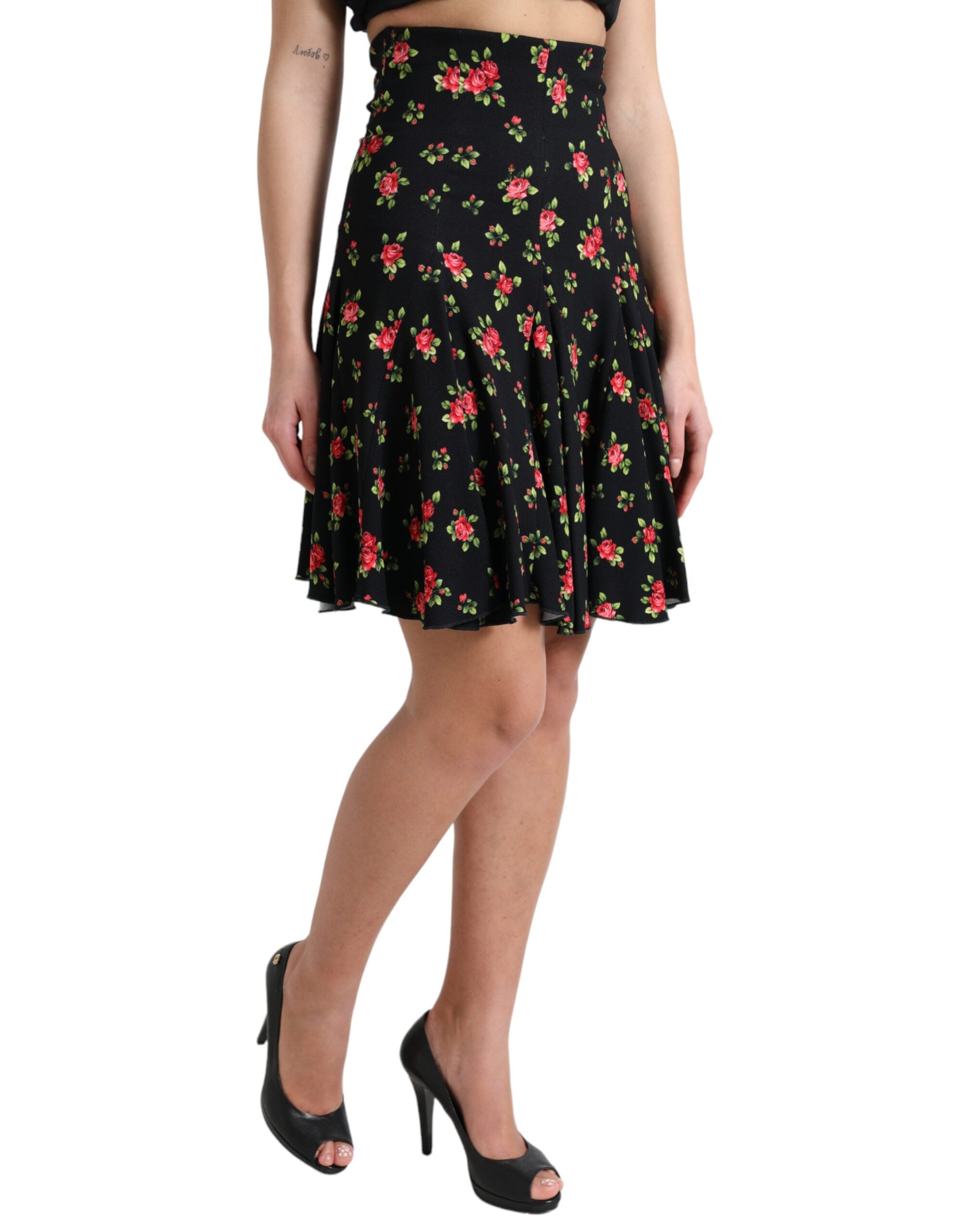 Dolce &amp; Gabbana – Geblümter A-Linien-Minirock mit hoher Taille