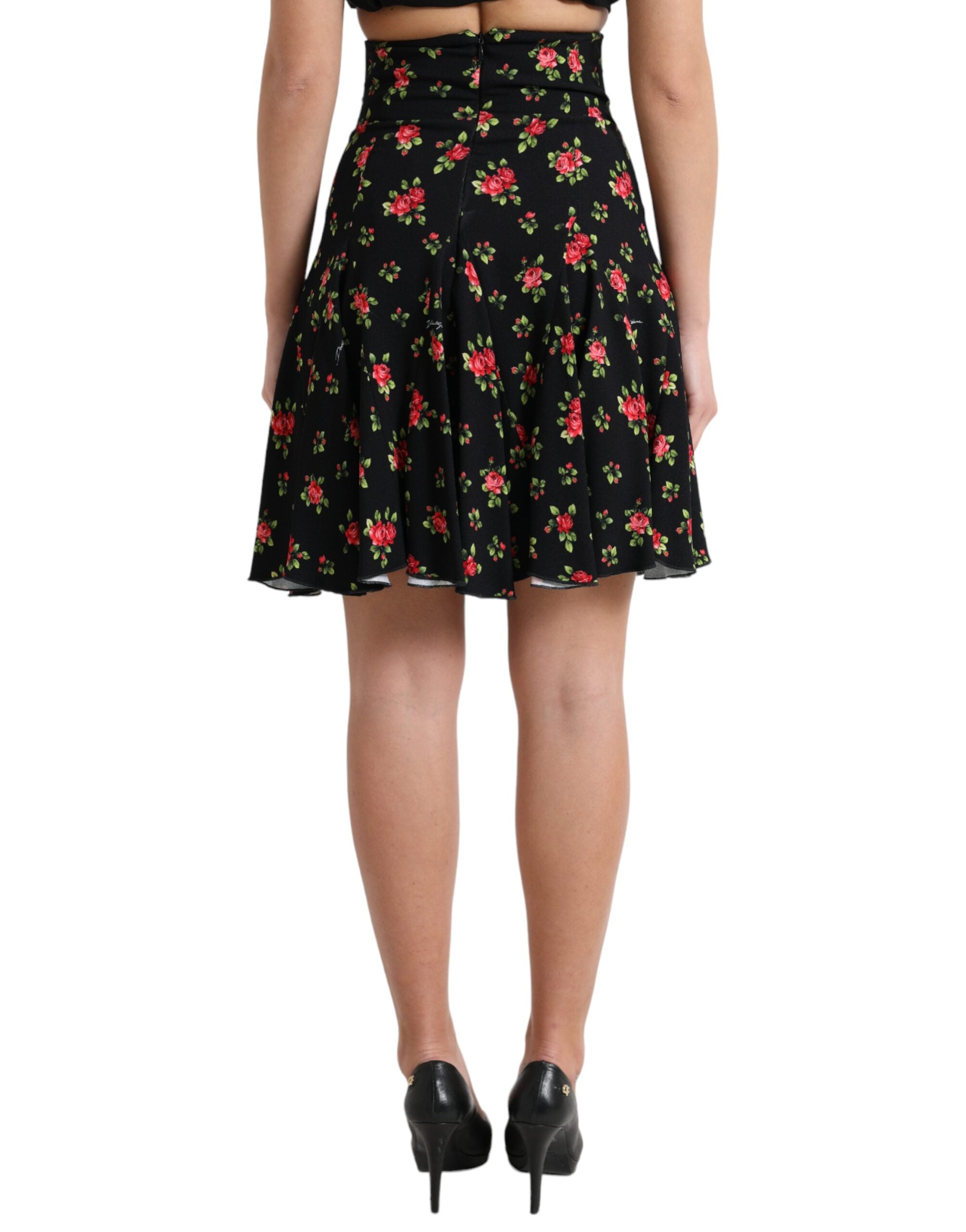 Dolce &amp; Gabbana – Geblümter A-Linien-Minirock mit hoher Taille