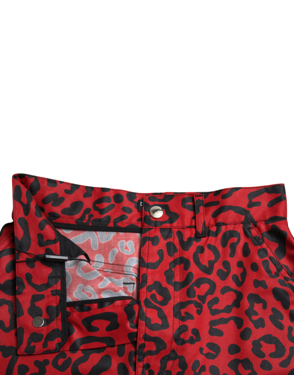 Dolce &amp; Gabbana Hoch taillierter Minirock mit rotem Leopardenmuster
